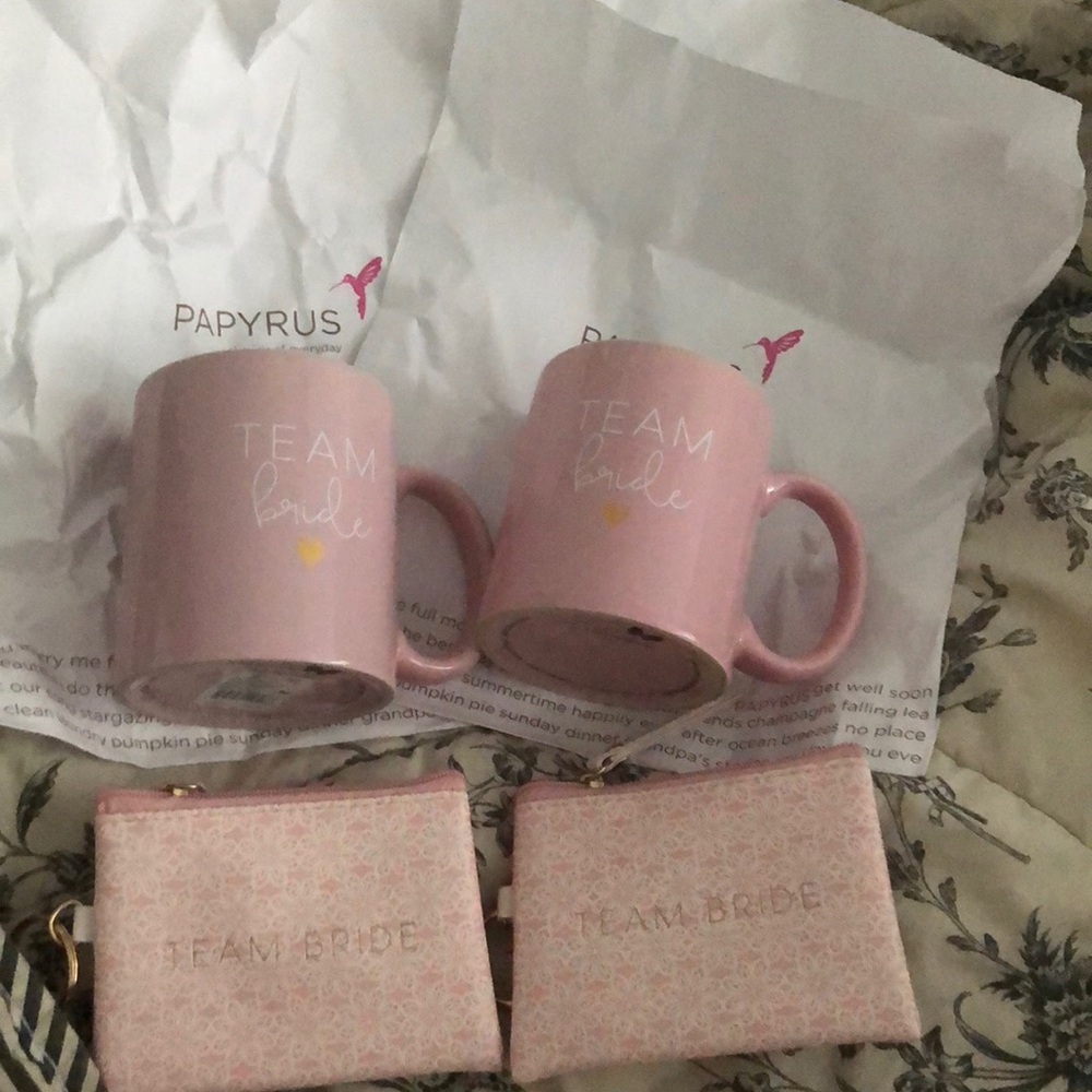 Papyrus set of Bride mugs and coin purses